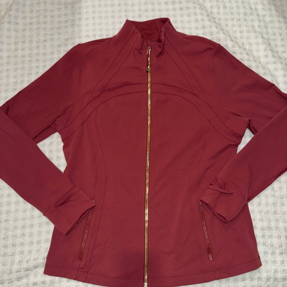 Lululemon Athletica Red Bomber Jacket with Stand-Up Collar